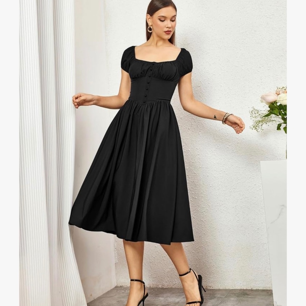 Square neck summer corset dress black size medium